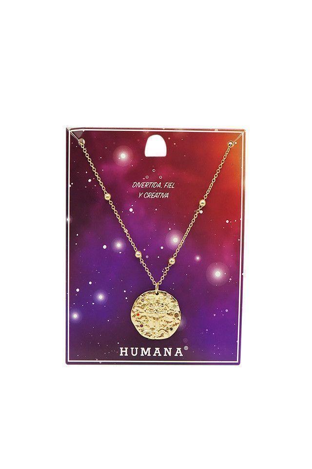 Collar Corto Dorado Zodiac Géminis Humana-0
