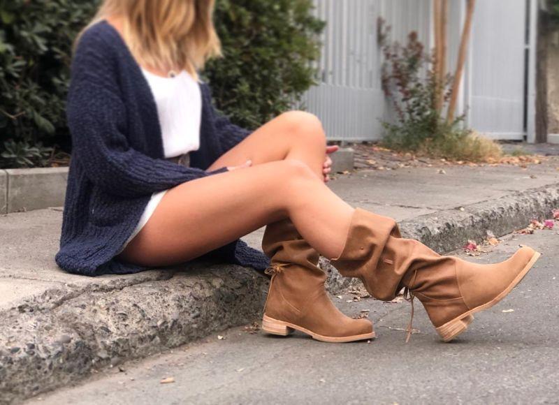 Bota Natalia Cuero Camel Milah-1