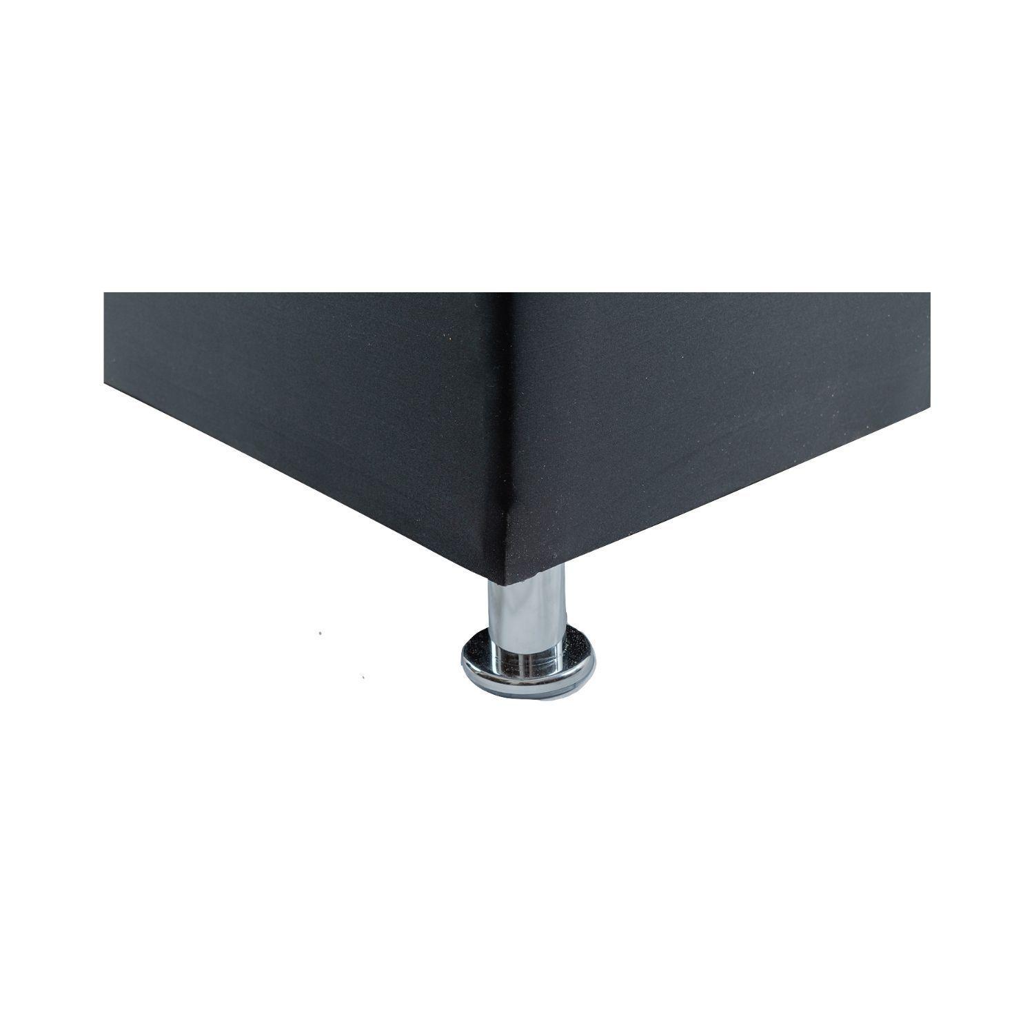 Cama Americana 2P + Colchon de resortes + Respaldo Negro Cuero PU Pmetal-2