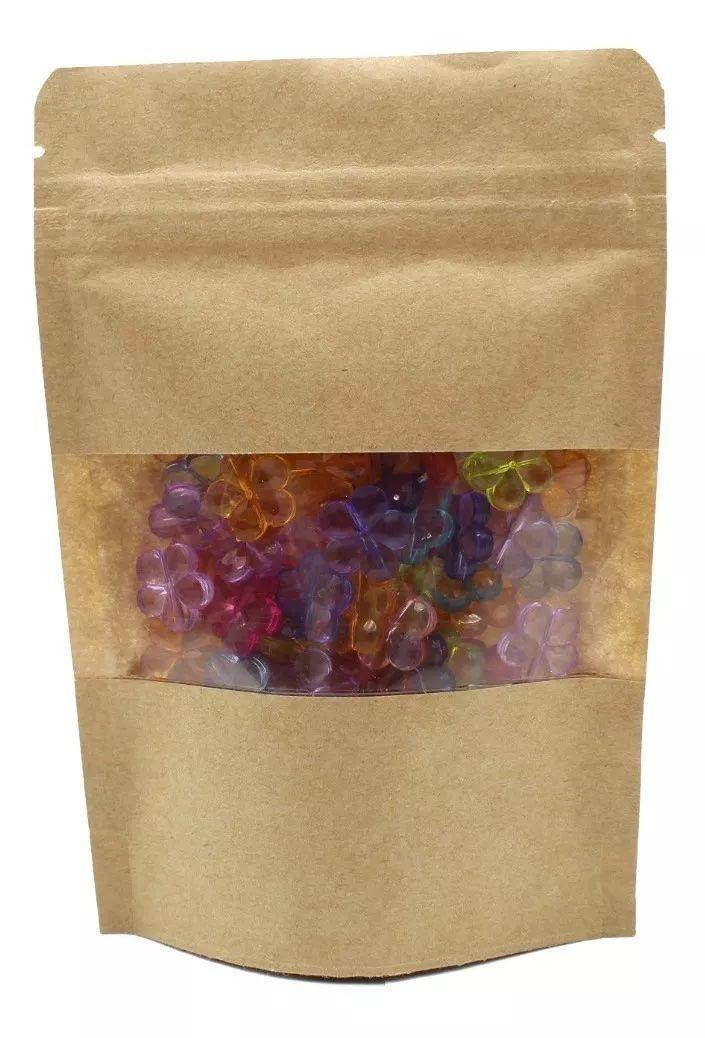 50 Bolsas Papel Kraft Doypack 10x15x4 Cms Cierre Hermetico-3
