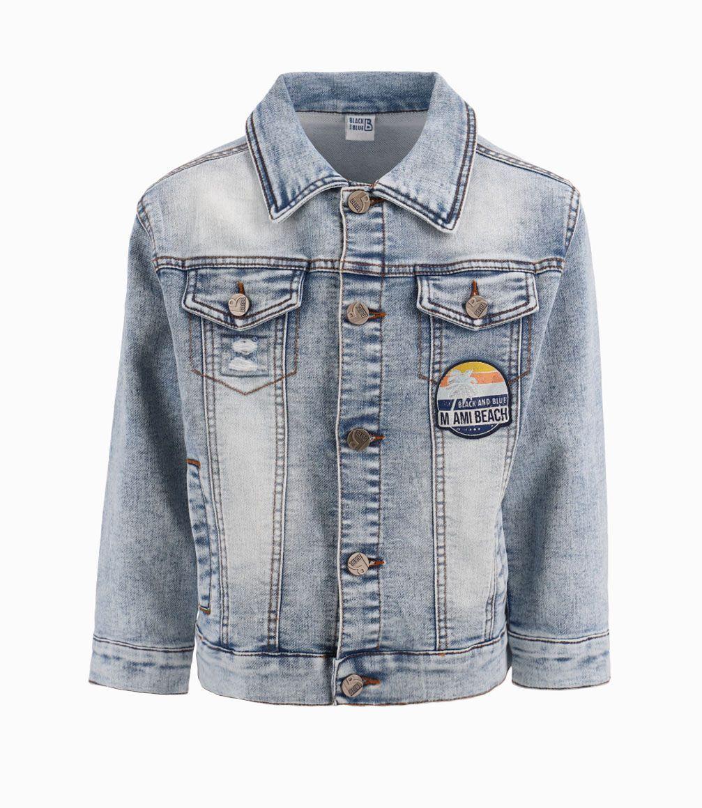 Chaqueta Con Parches Niño Denim Celeste Black and Blue-1