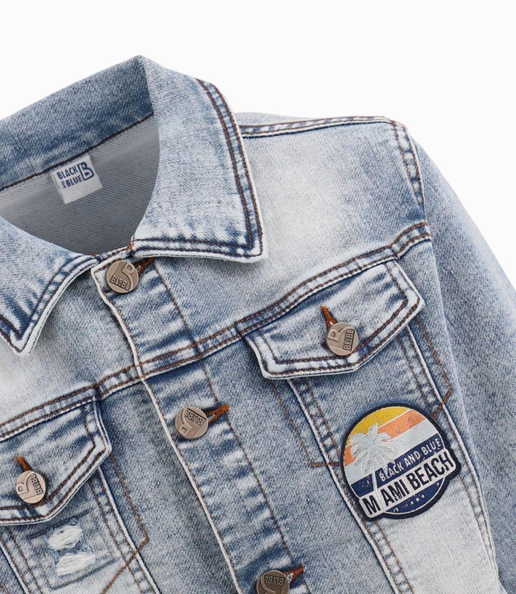 Chaqueta Con Parches Niño Denim Celeste Black and Blue-2