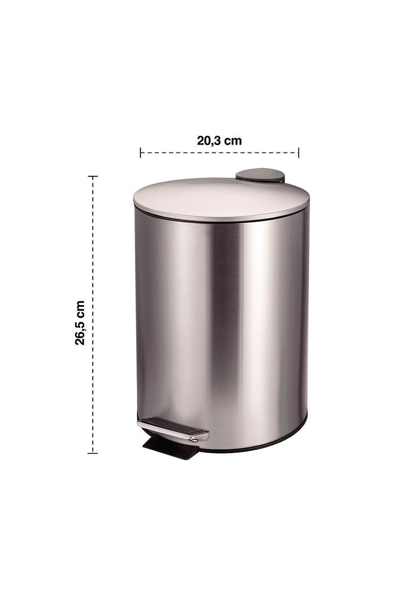 Basurero 5 L Acero Inoxidable Gris-2