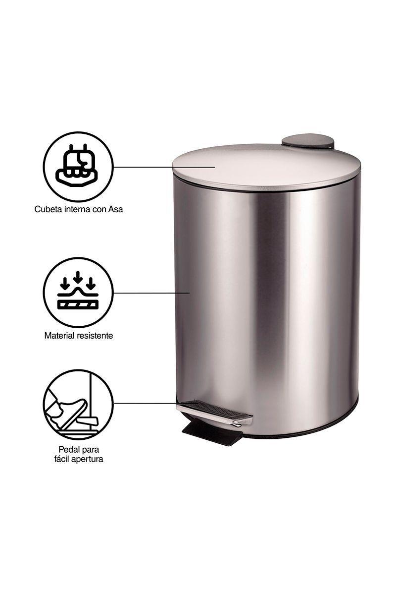 Basurero 5 L Acero Inoxidable Gris-3