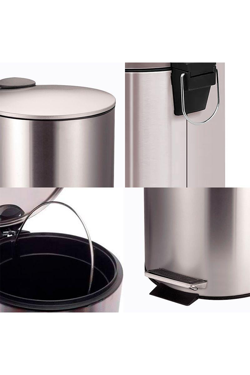 Basurero 5 L Acero Inoxidable Gris-4