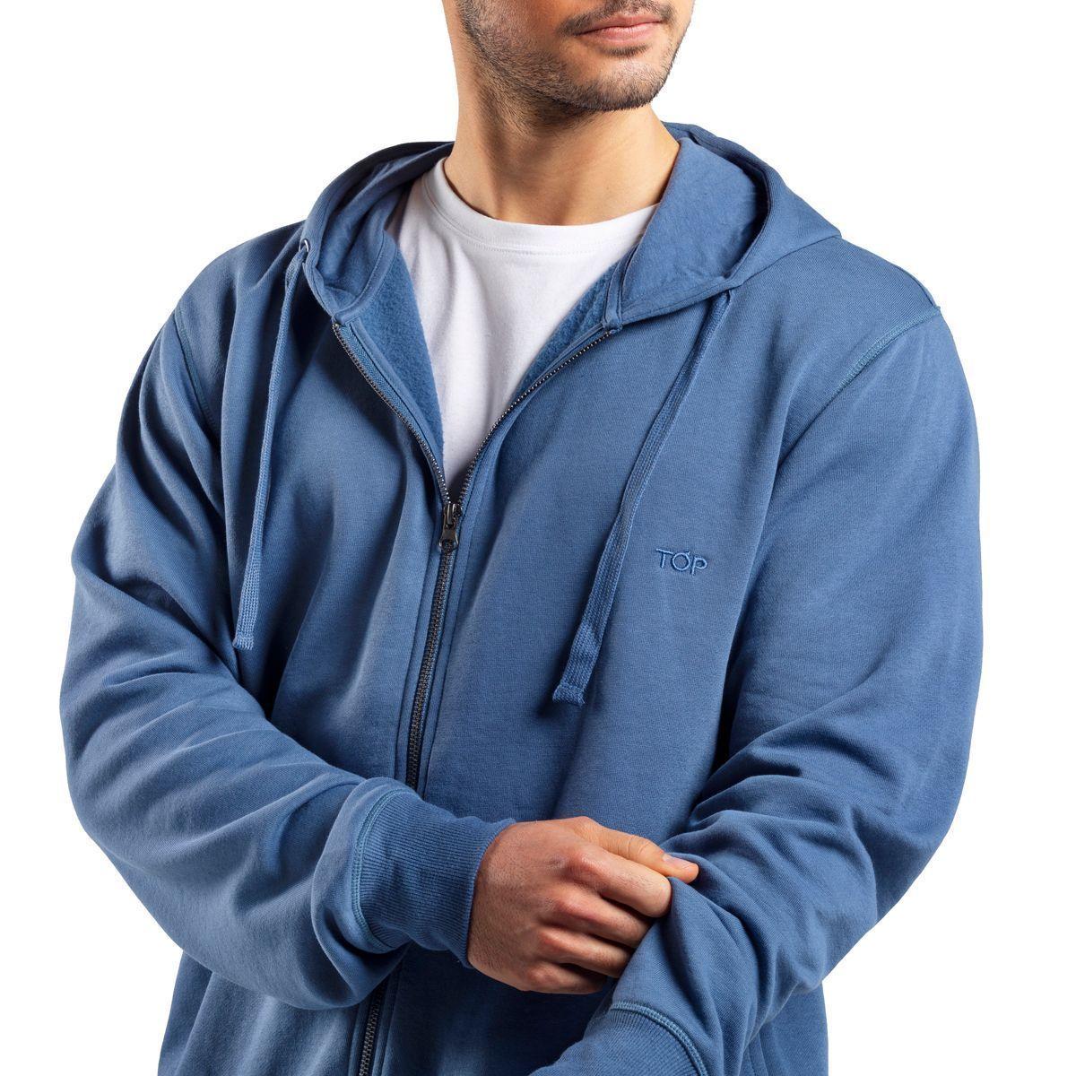Polerón Con Gorro Hombre Azul Top-2