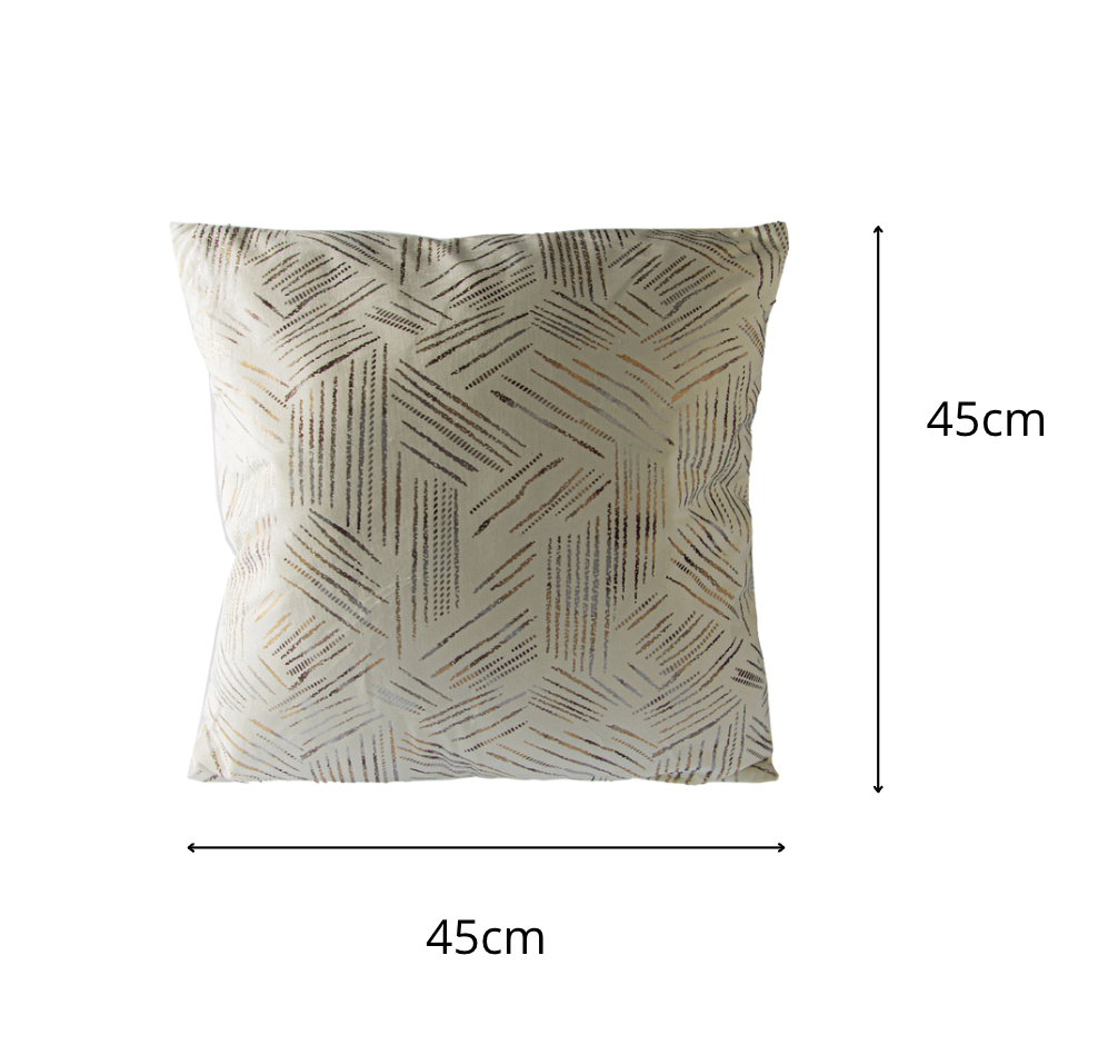 Set de 2 Cojines Terciopelo con Relleno Rayas Cortas Blanco 45cm x 45cm-2
