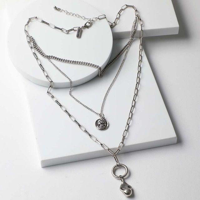 Collar Largo Plateado Stone Humana-0