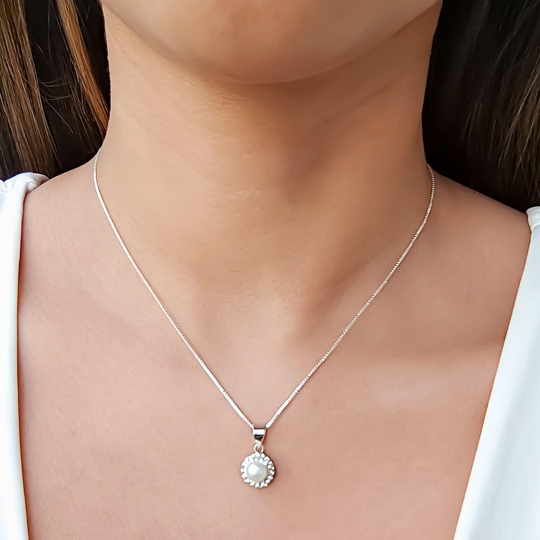 Collar Perla de Río Cristal Plata Fina 925-2