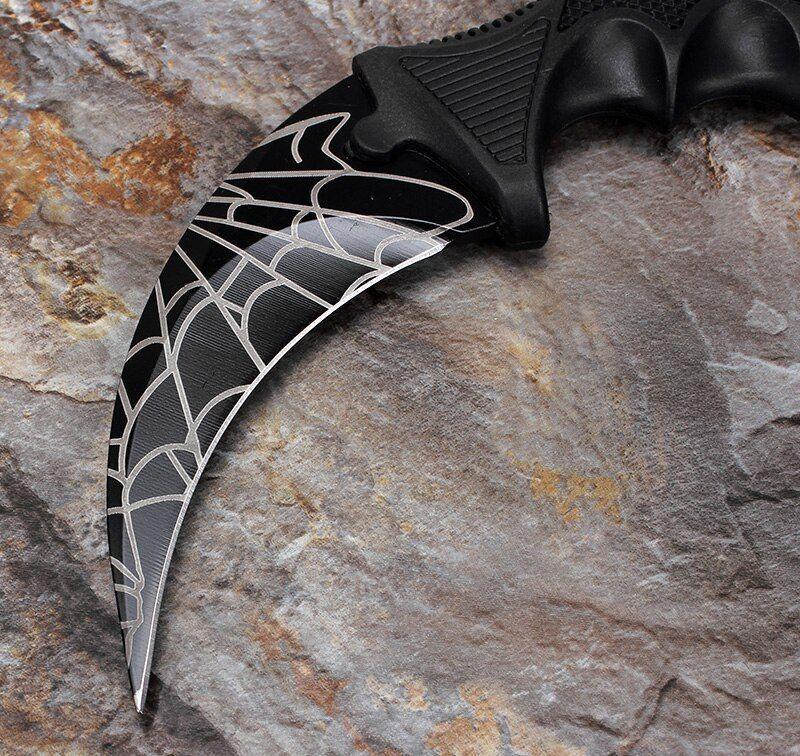 Karambit Black Spider Cuchillo De Caza De Acero AE85-7