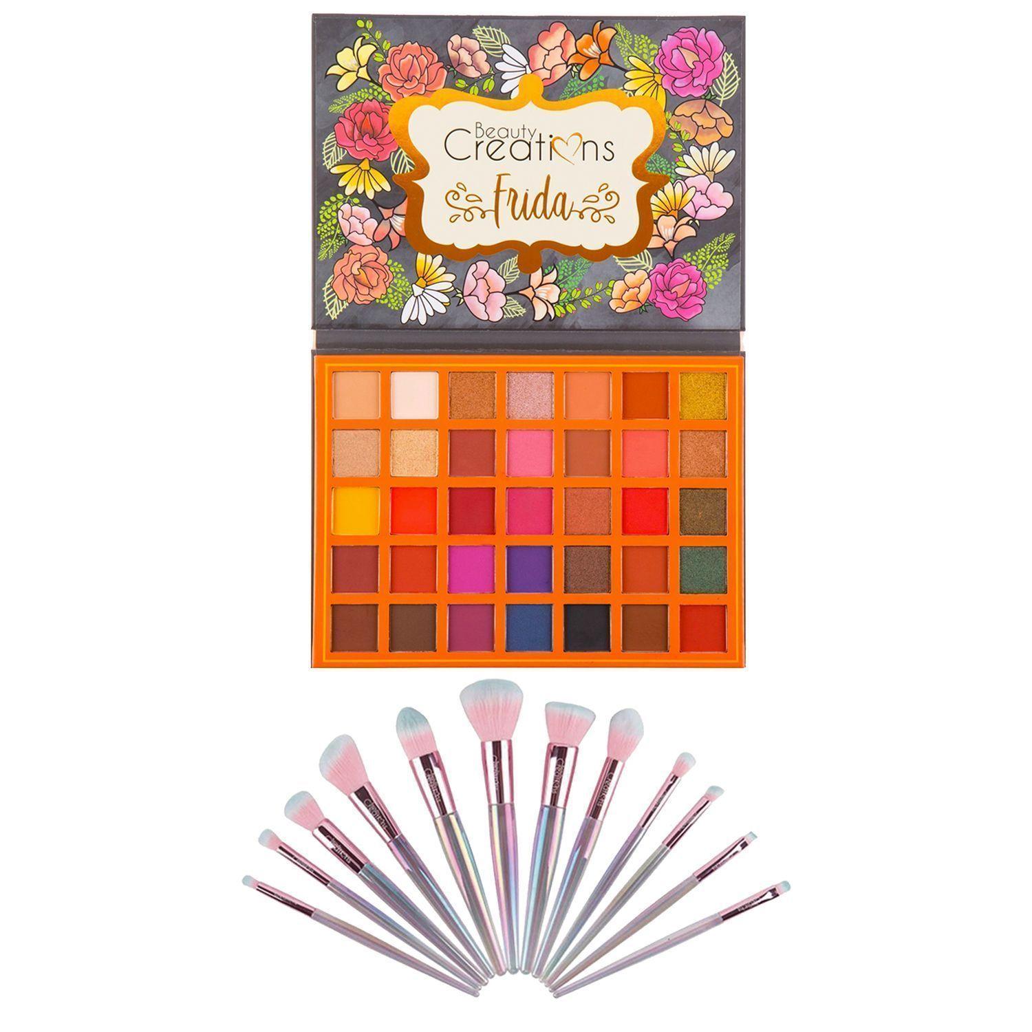 Pack Paleta De Sombra "Frida" + Set 12 Brochas Holo Fun y Estuche de Beauty Creations-0