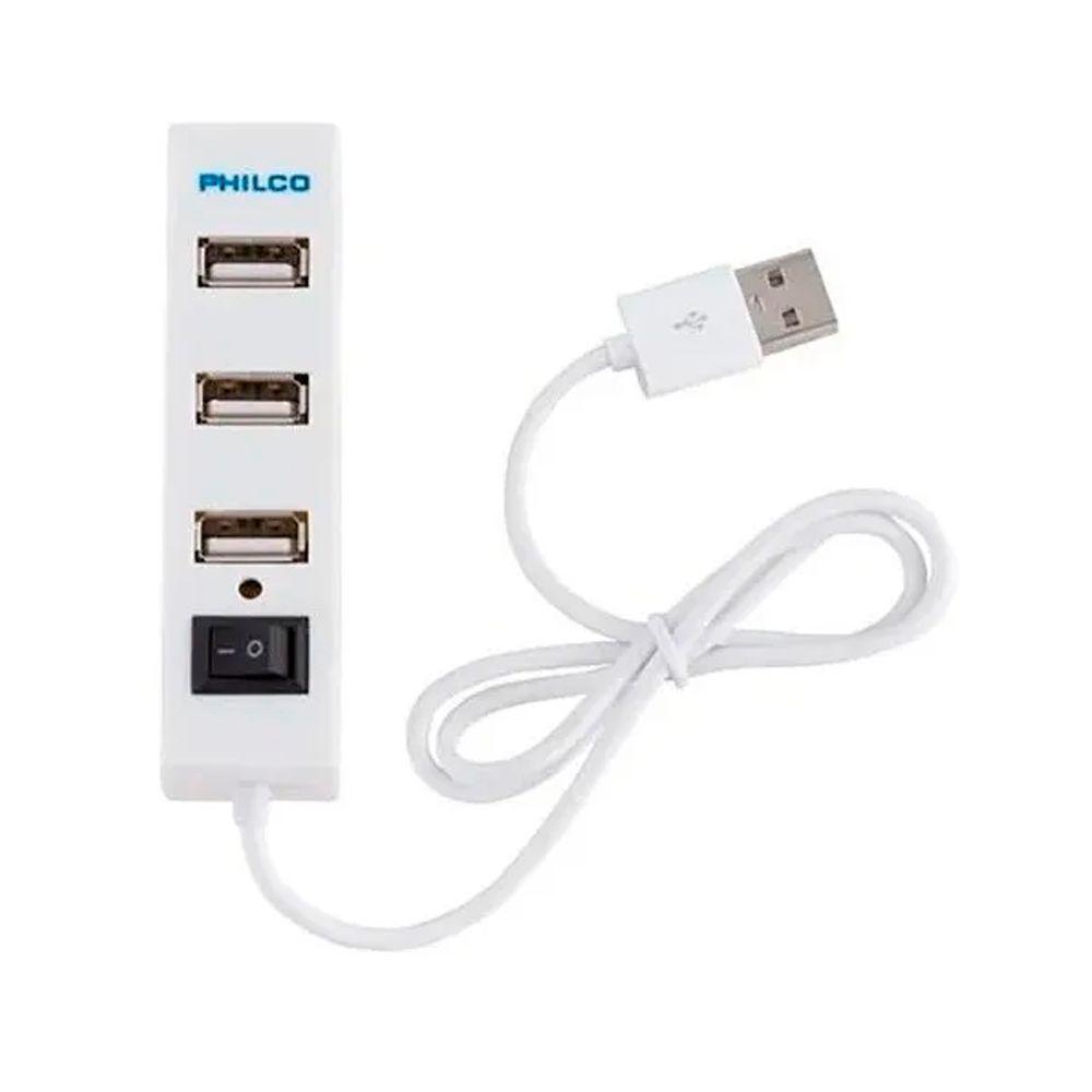 Mini Hub 2.0 4 Puertos Usb Blanco Philco - Malik-0
