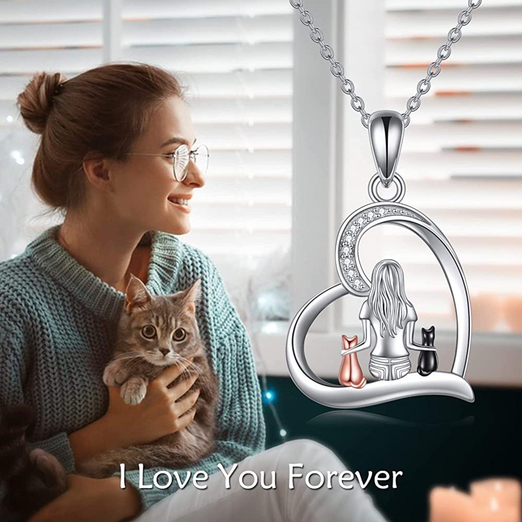 Collar Mujer Dos Gatos Plata 925-2