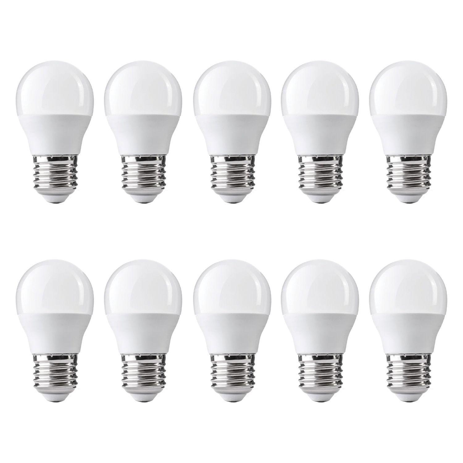 Pack 10 Ampolletas LED E-27 Bola G45 5W Cálido-0