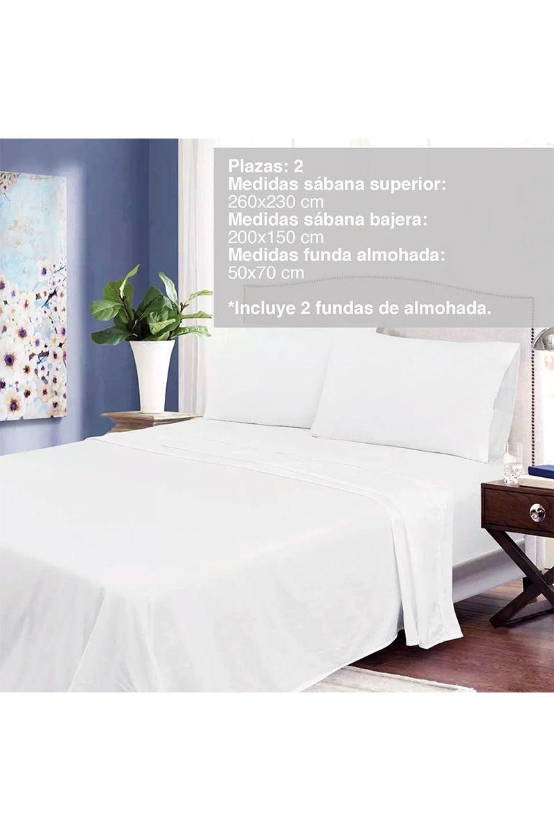Juego Sábanas de Microfibra Basic 2 Plazas Blanco-1