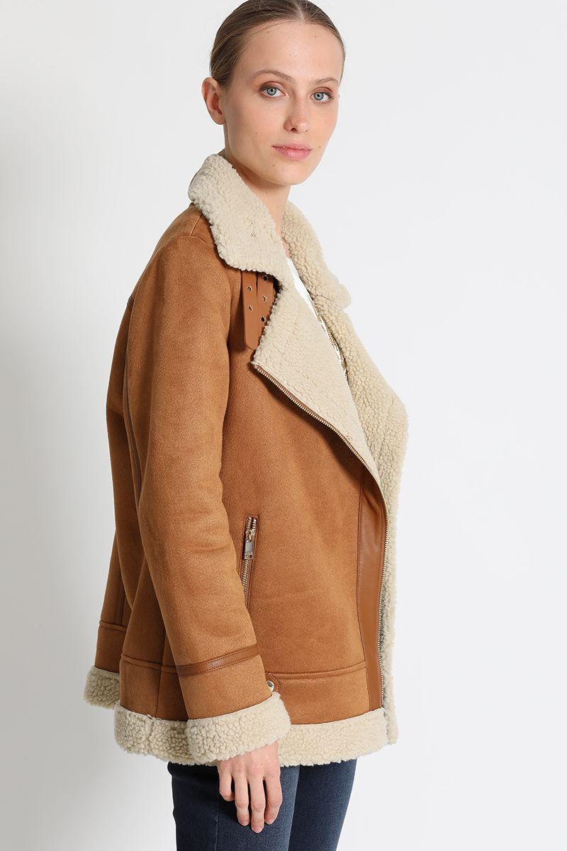 Chaqueta Aviador Doble Faz Camel Liola-2