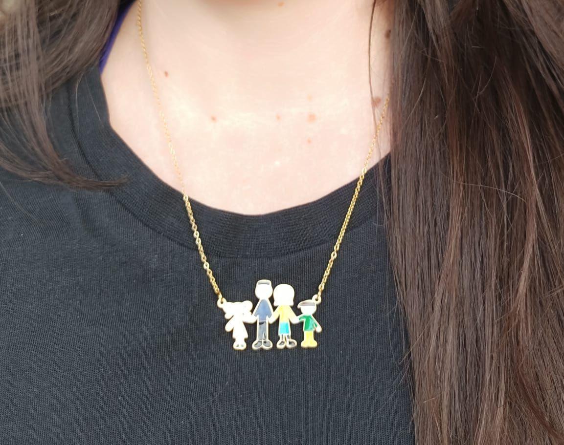 Colgante dije central de Familia enchapado en oro 14k -2