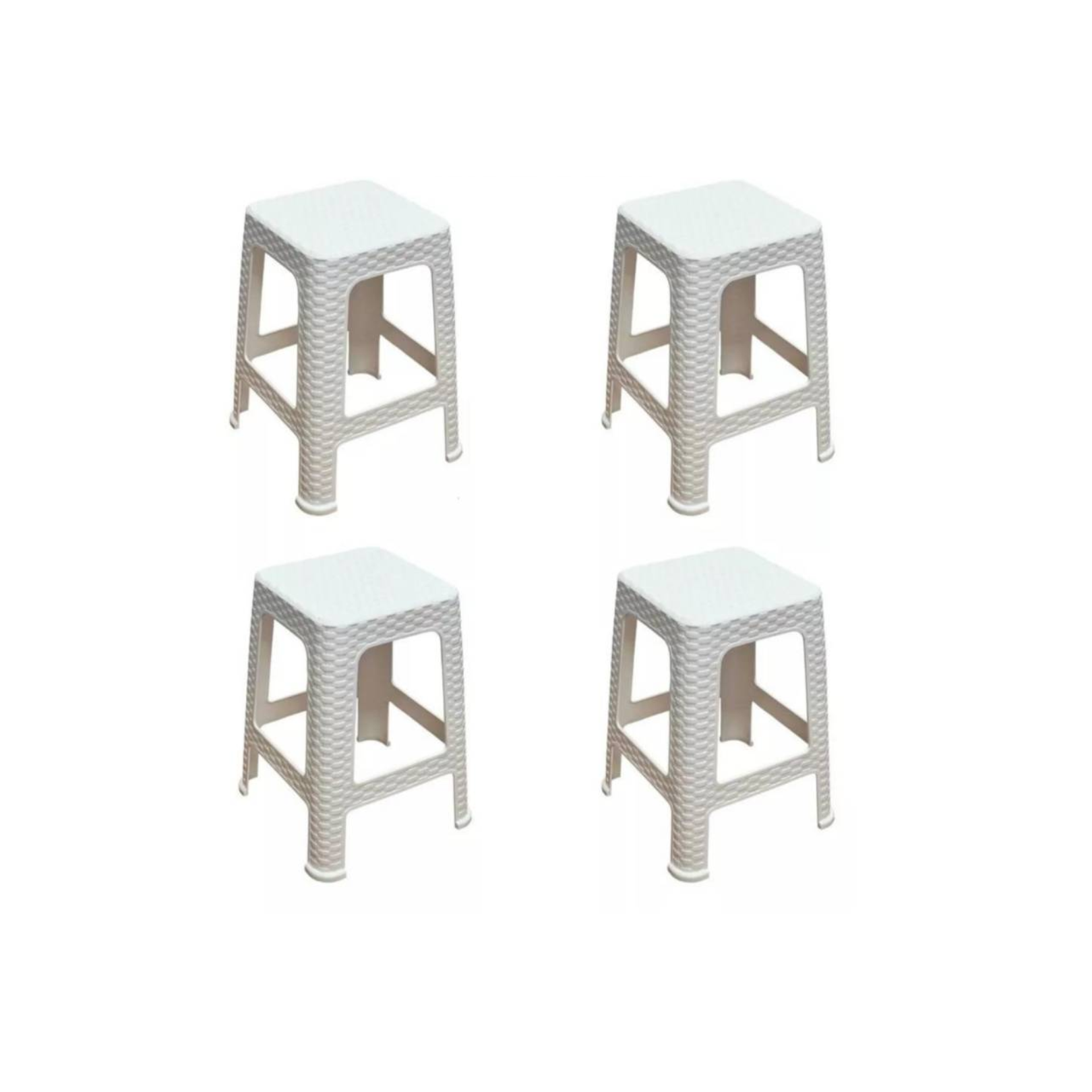 Piso Banco Rattan Plastico Pack 4 Unidades BLANCO-0