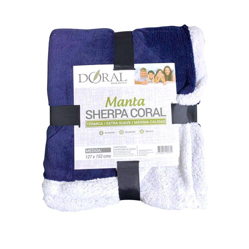 Manta Sherpa Coral Termica 127x152 Cm Doral Azul Marino -0