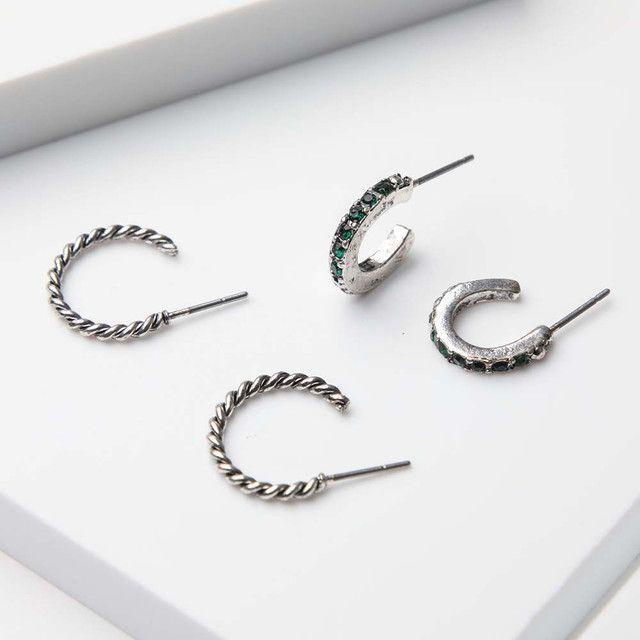 Set Aros Plateados Rich Humana-0