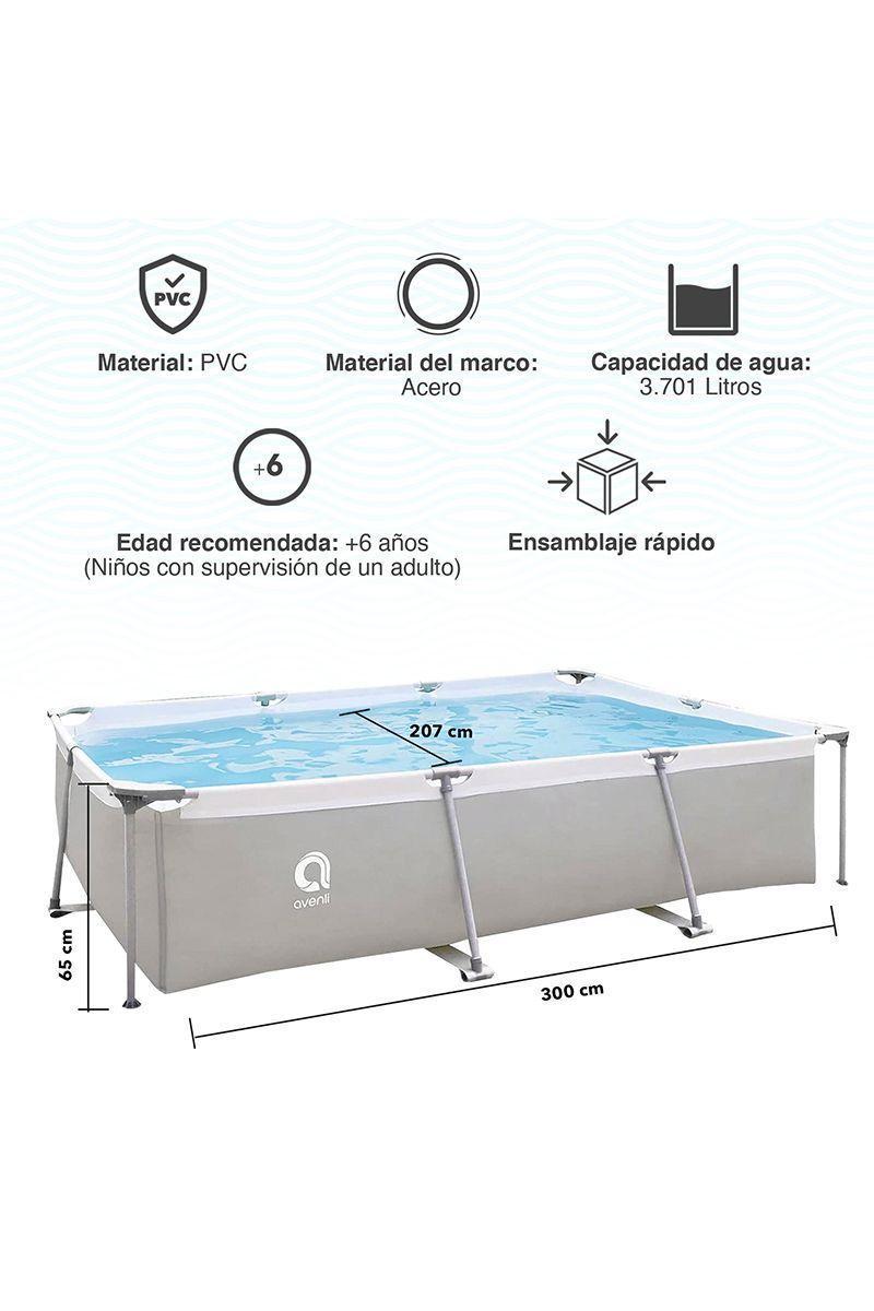 Piscina Estructural 3701 Litros 65x207x300 cm Gris-2