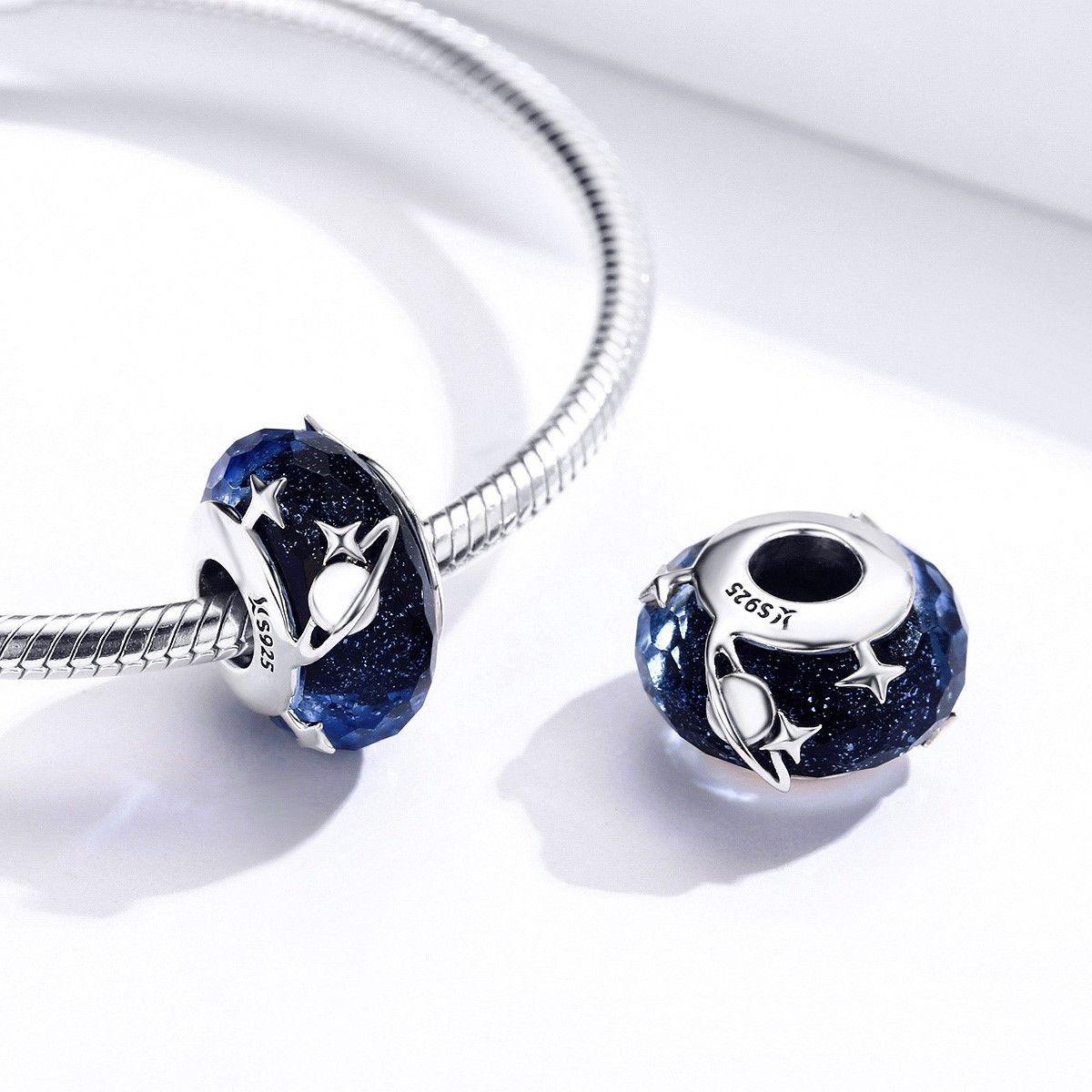 Charm Dije Plata 925 Cristal Murano Galaxia Estrella-3