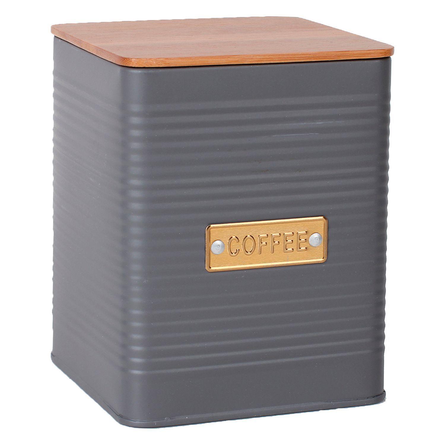 Envase Decorativo Acero Para Café Gris-0