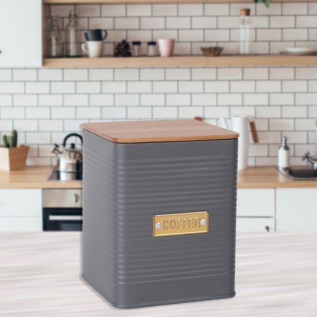 Envase Decorativo Acero Para Café Gris-3