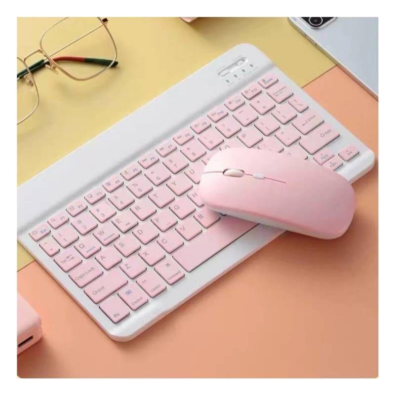 Kit De Teclado Bluetooth Con Ratón Soporte Teléfono/tablet   (Rosa)-0
