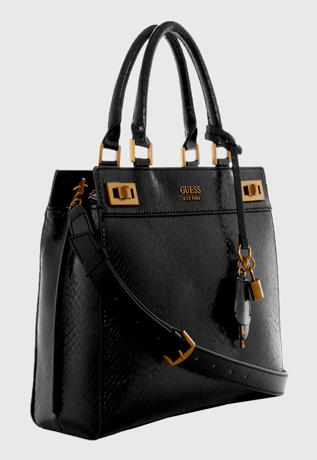 Cartera Katey Luxury Satchel Negro Guess-2