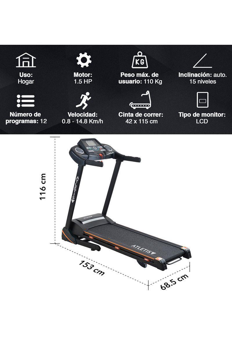 Trotadora Atletis Fit BS815 LCD 5" MP3 USB Negro-2