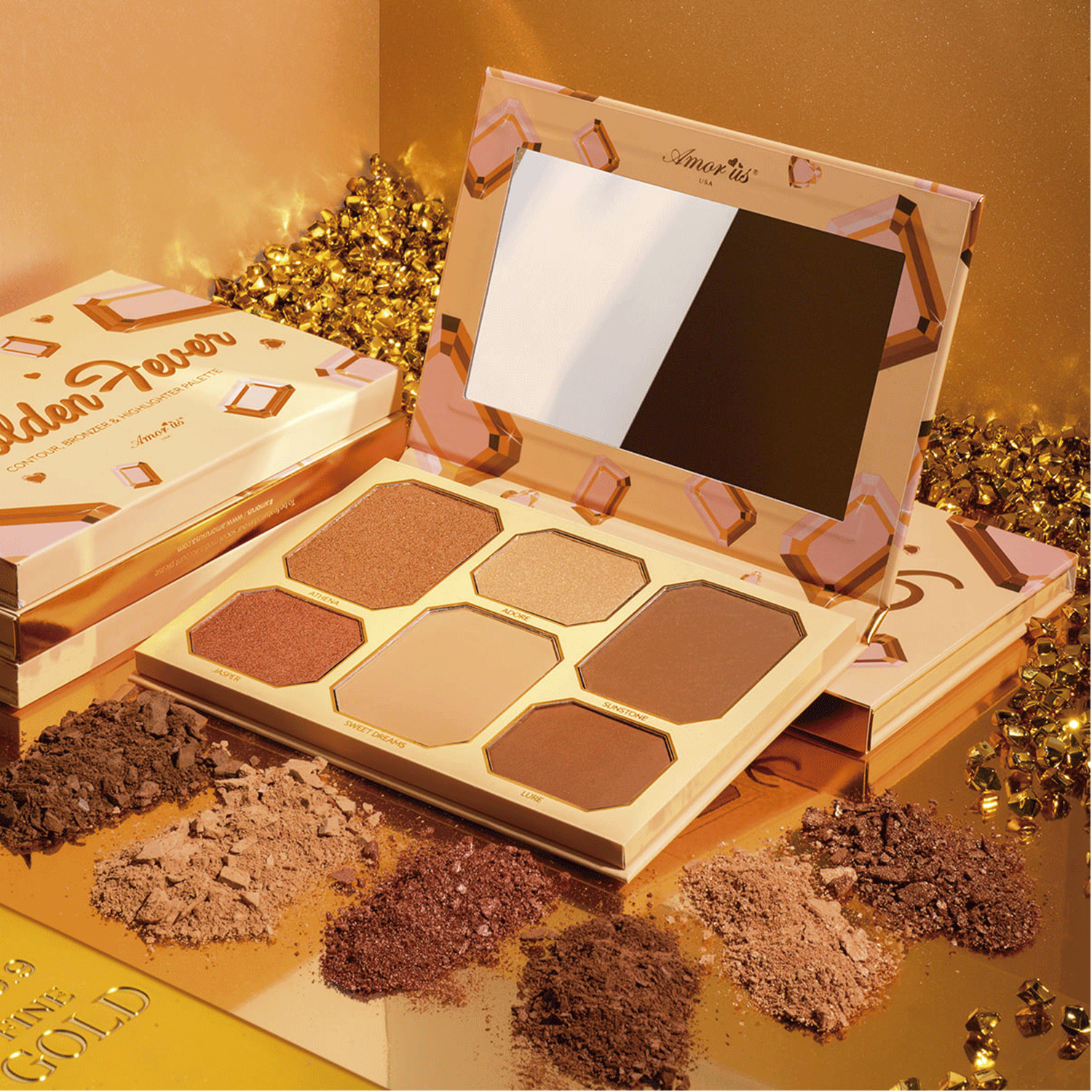Paleta Contorno Bronceador Iluminador GoldenFever-1