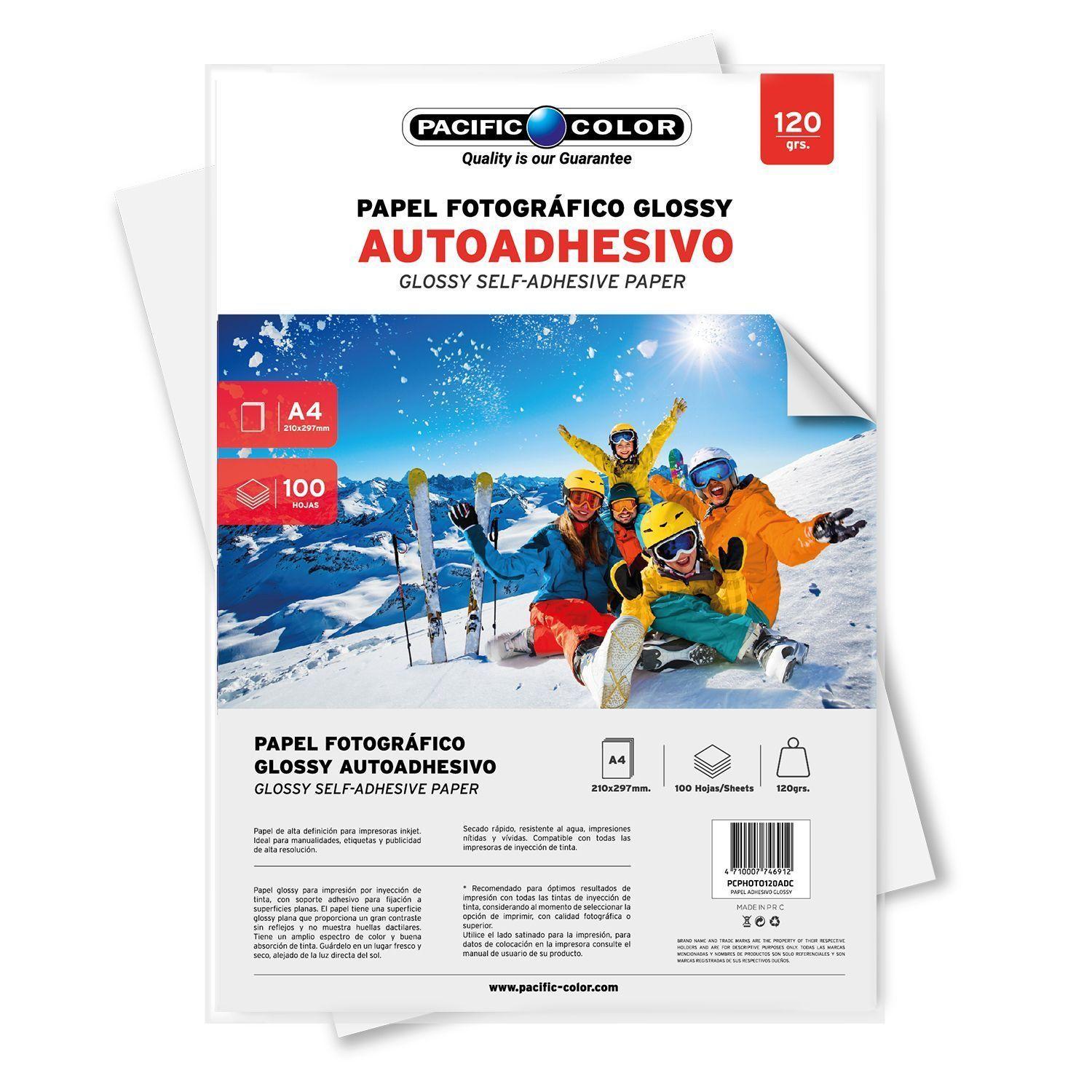 100 Hojas Papel Adhesivo Fotográfico Glossy A4 -3