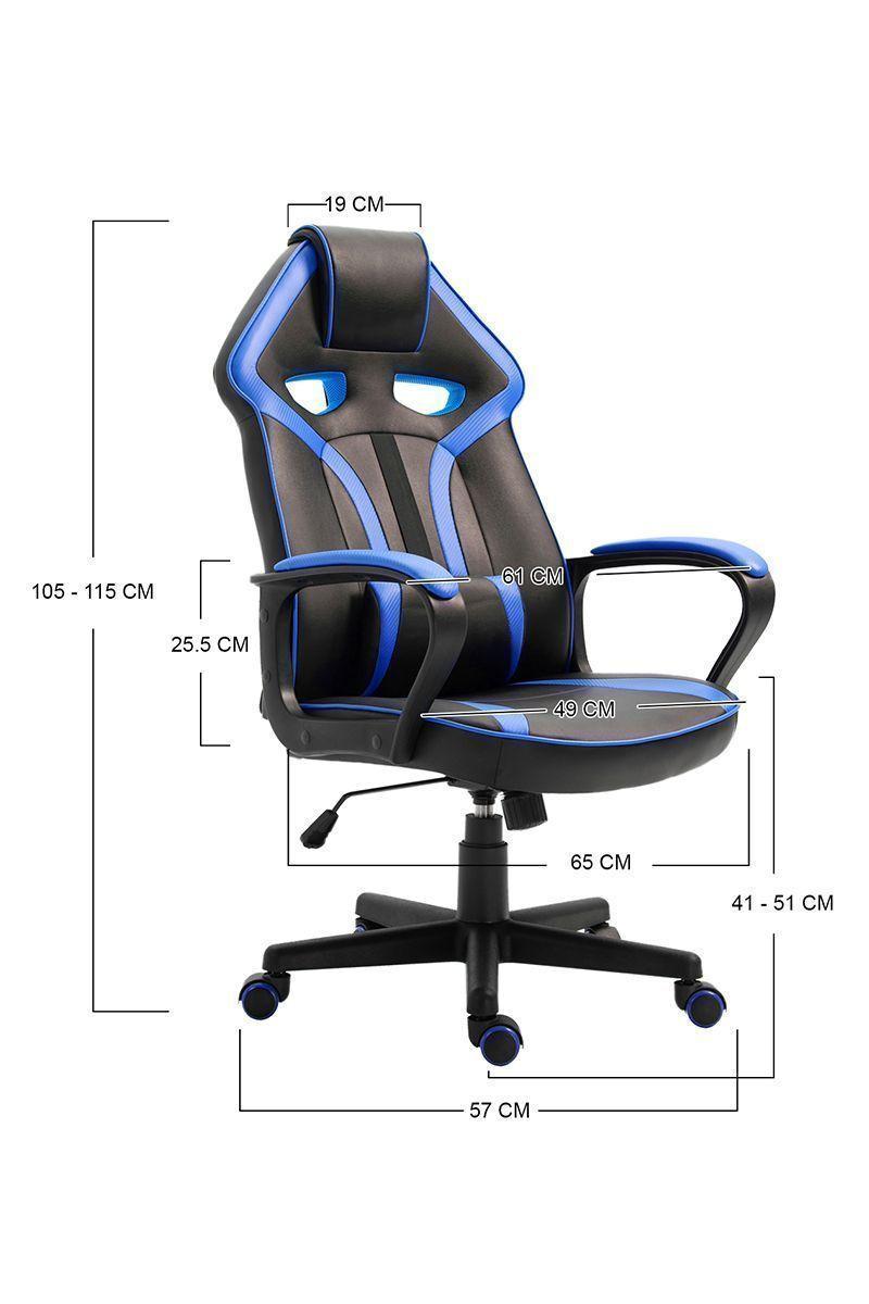 Silla Gamer Extreme Game PVC Base Nylon Azul-2