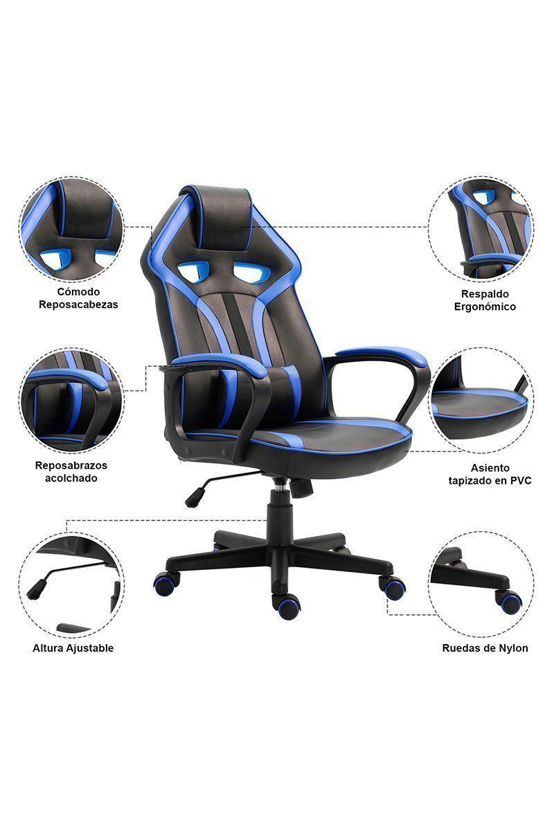 Silla Gamer Extreme Game PVC Base Nylon Azul-3