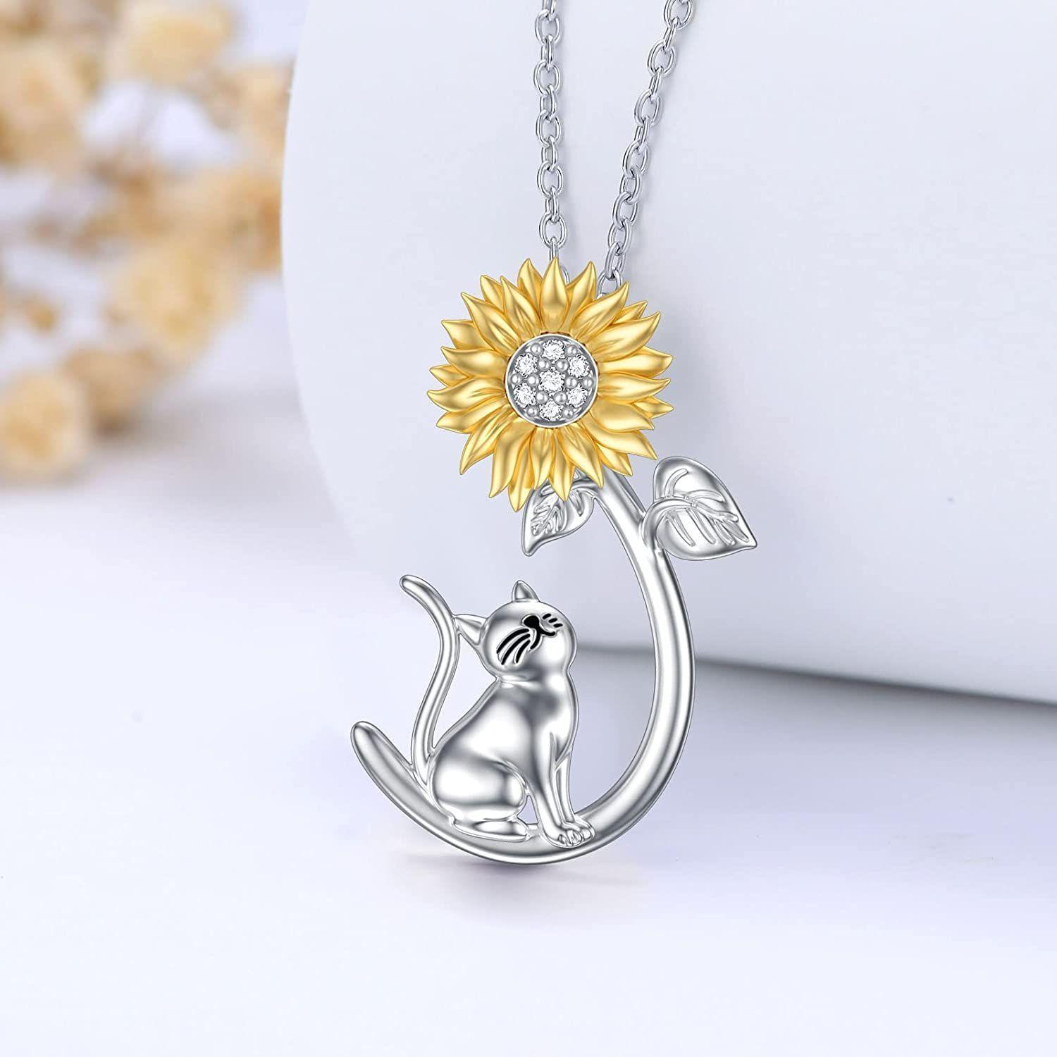 Collar Girasol Gato Plata 925-1
