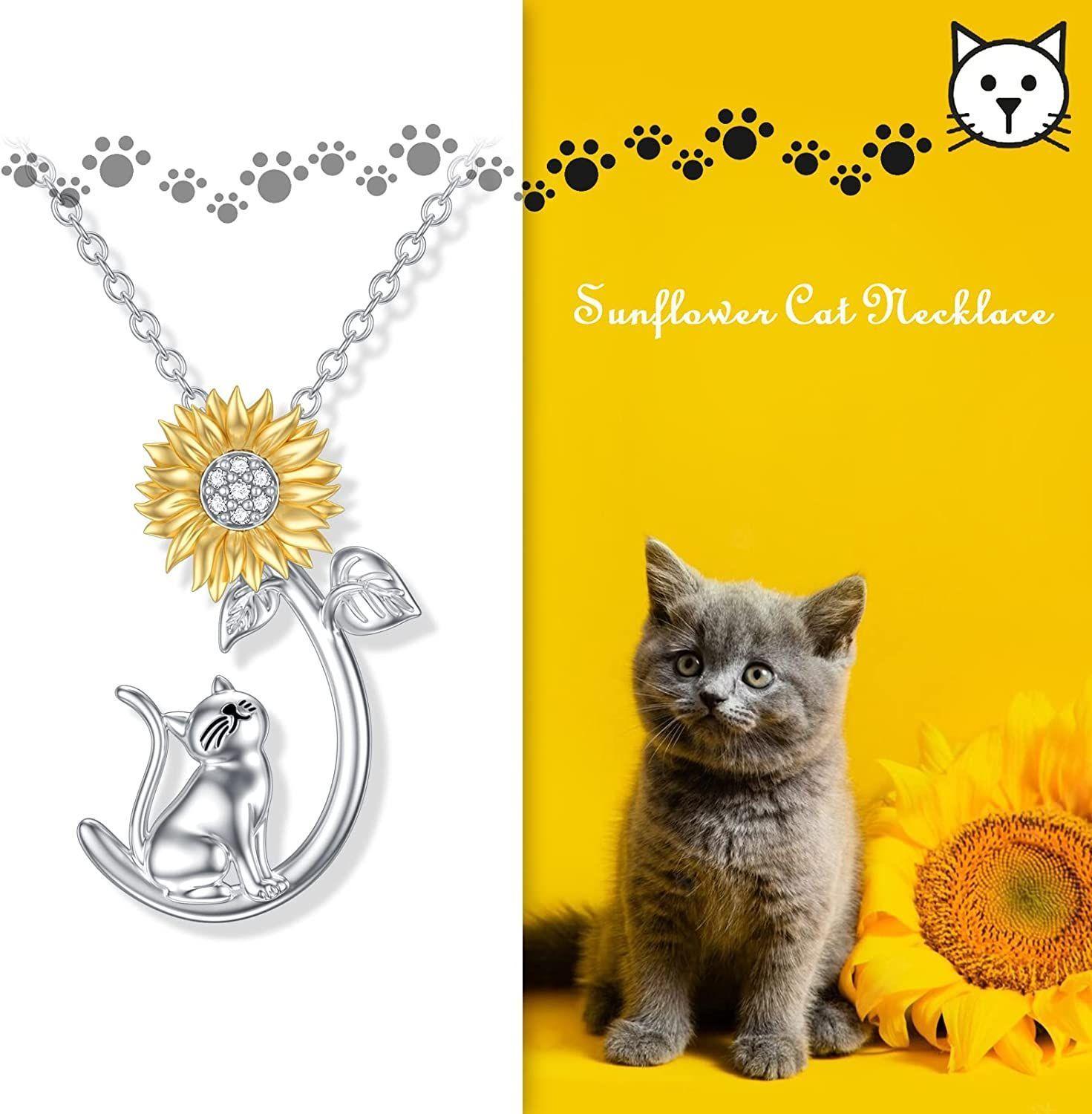 Collar Girasol Gato Plata 925-2