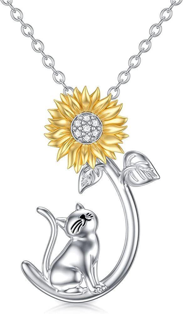 Collar Girasol Gato Plata 925-0