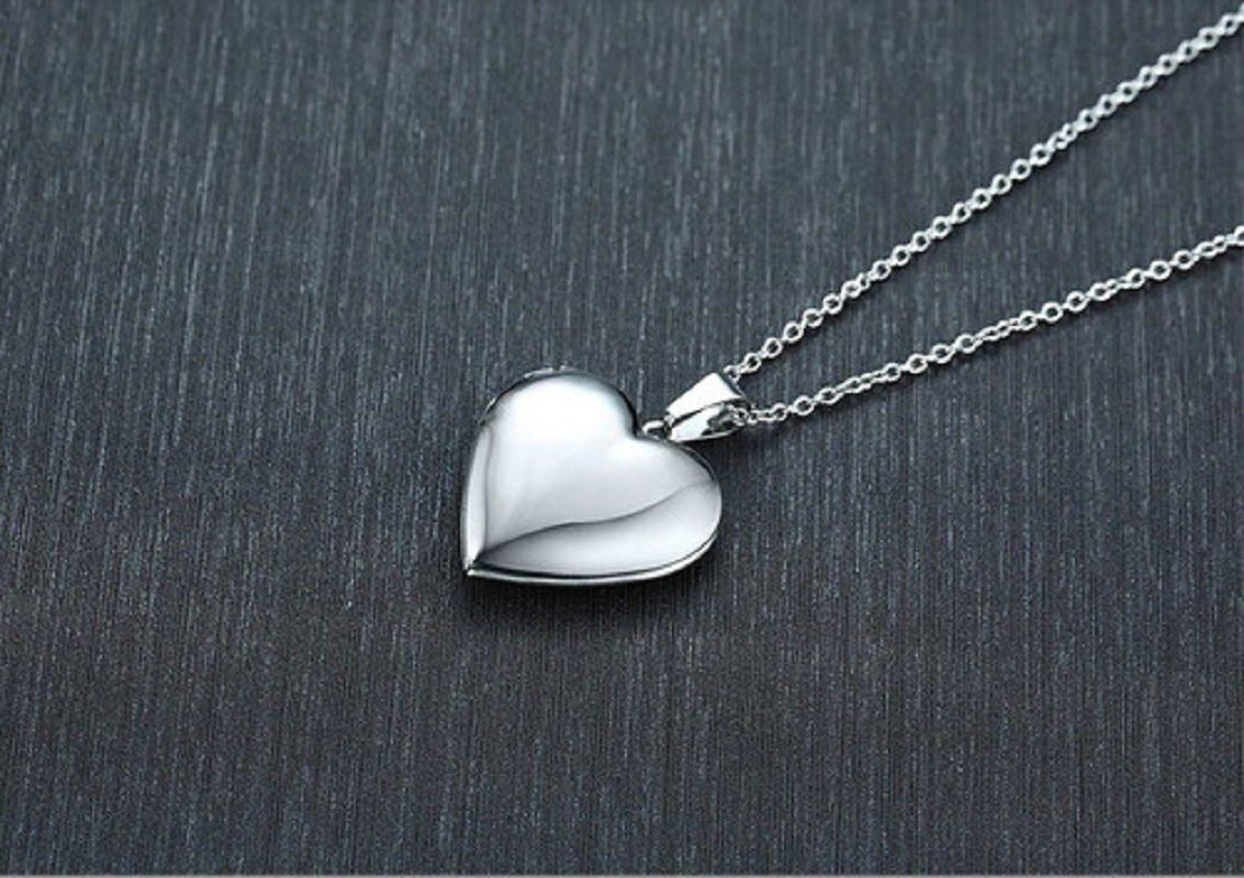 Cadena con dije Relicario corazón liso hipoalergénico -4