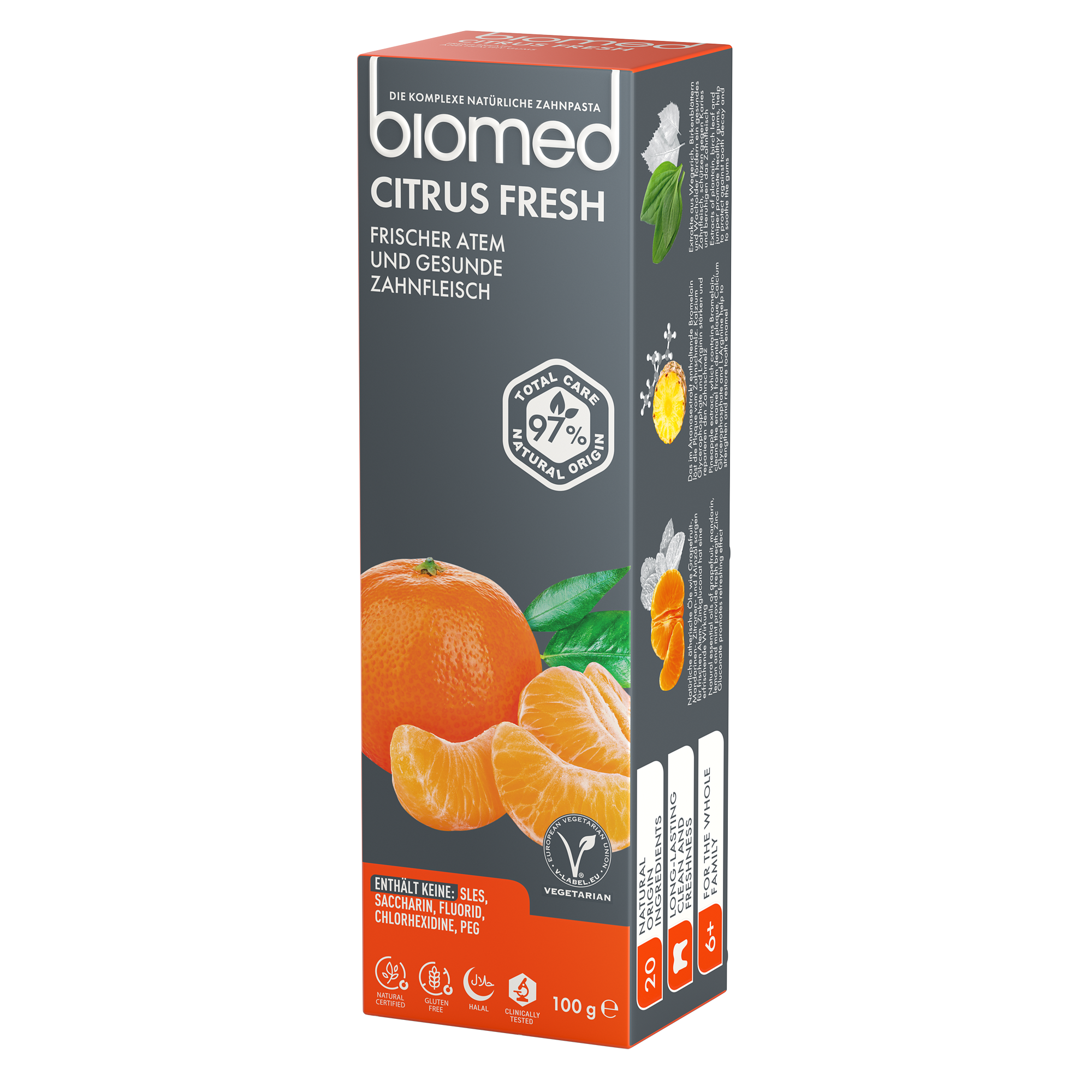 pasta dental natural BIOMED Citrus Fresh 100g, para toda la familia-2