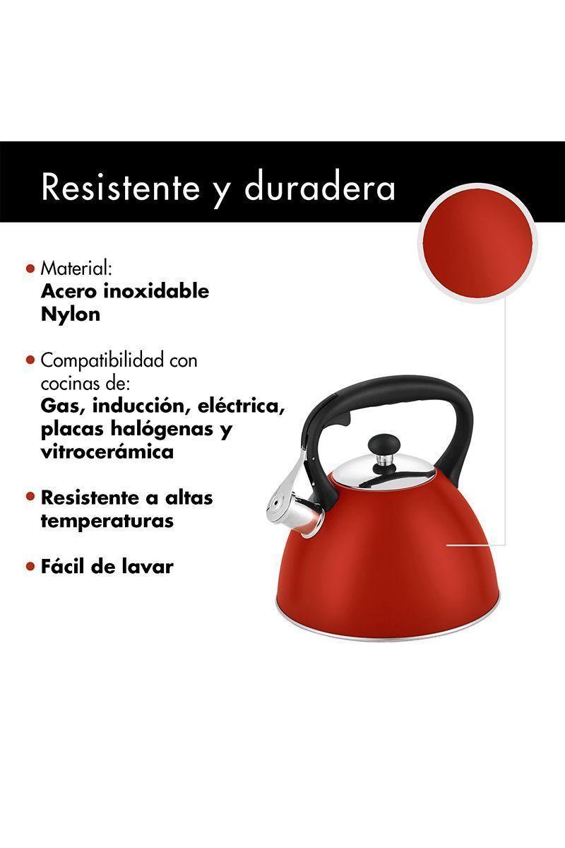Tetera Acero Inoxidable 3 Litros Rojo-3