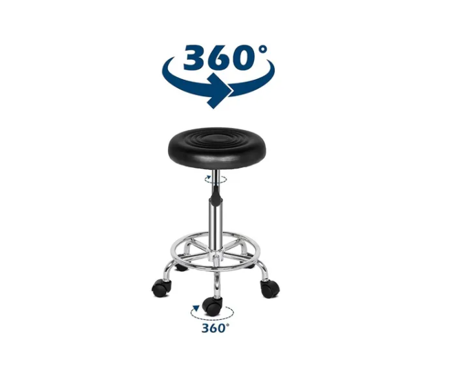 Taburete Piso Bar Ajustable Giratorio Con Ruedas-1