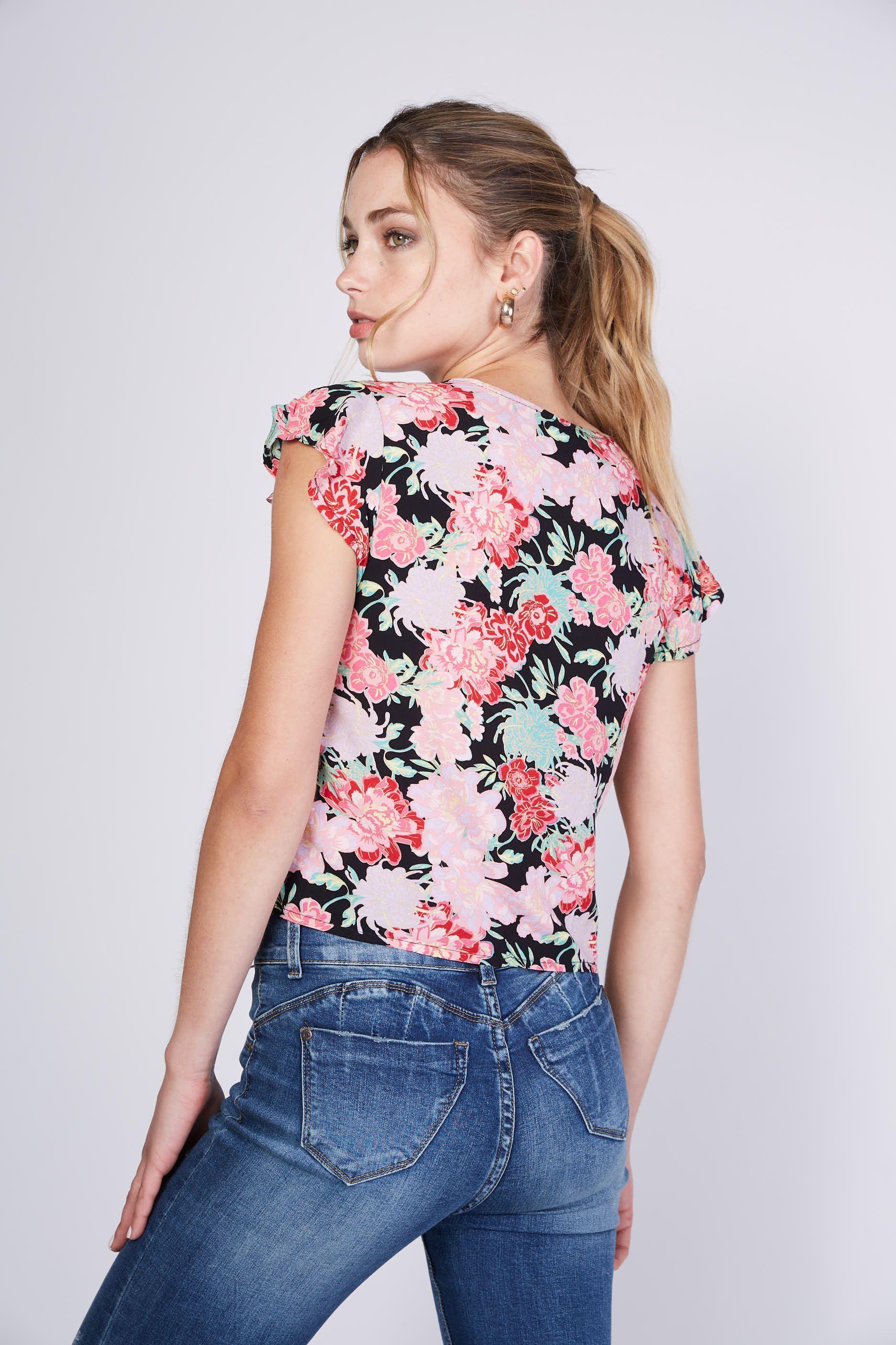 BLUSA MANGA VUELO Y NUDO DELANTERO ROSADO SIOUX-1