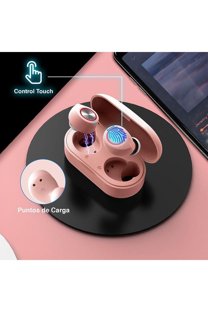 Audífonos Earbuds Reisen V1 Bluetooth IPX4 Rosado-1