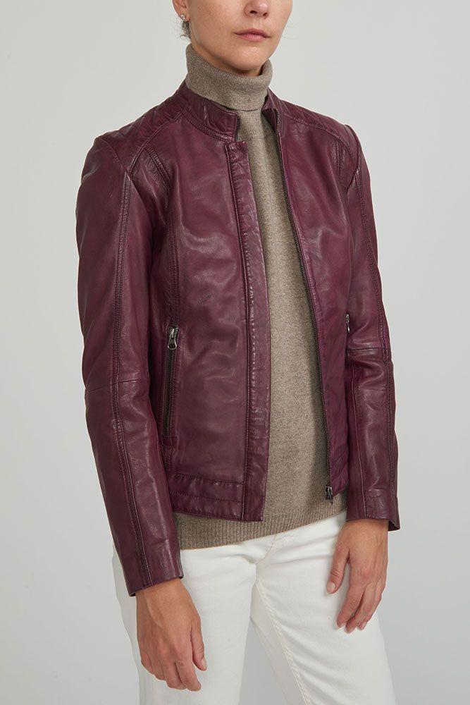 Chaqueta Cuero Surin Burdeo -1