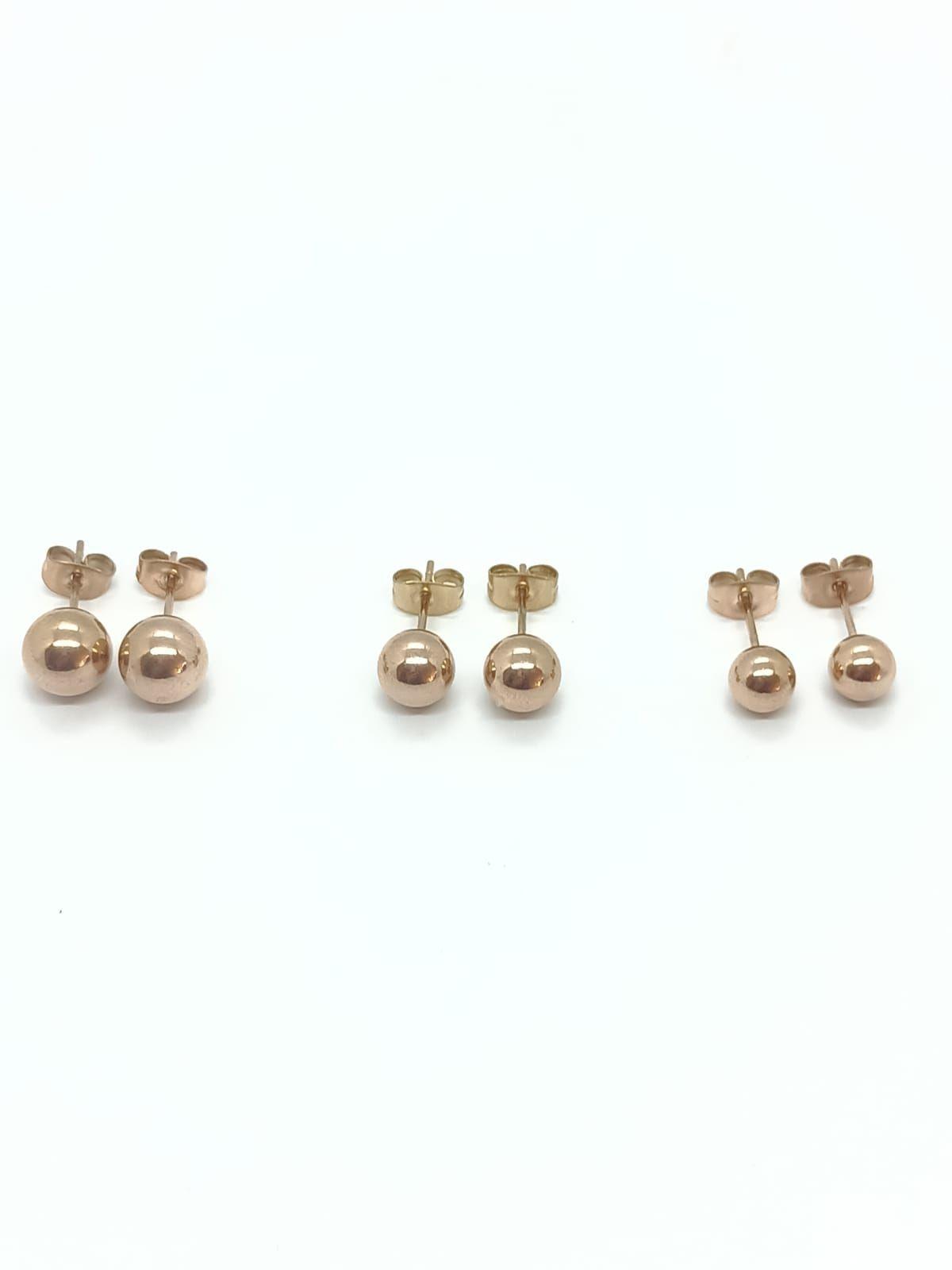 Pendientes Esferas de 8mm chapados en oro rosa 14kl-4