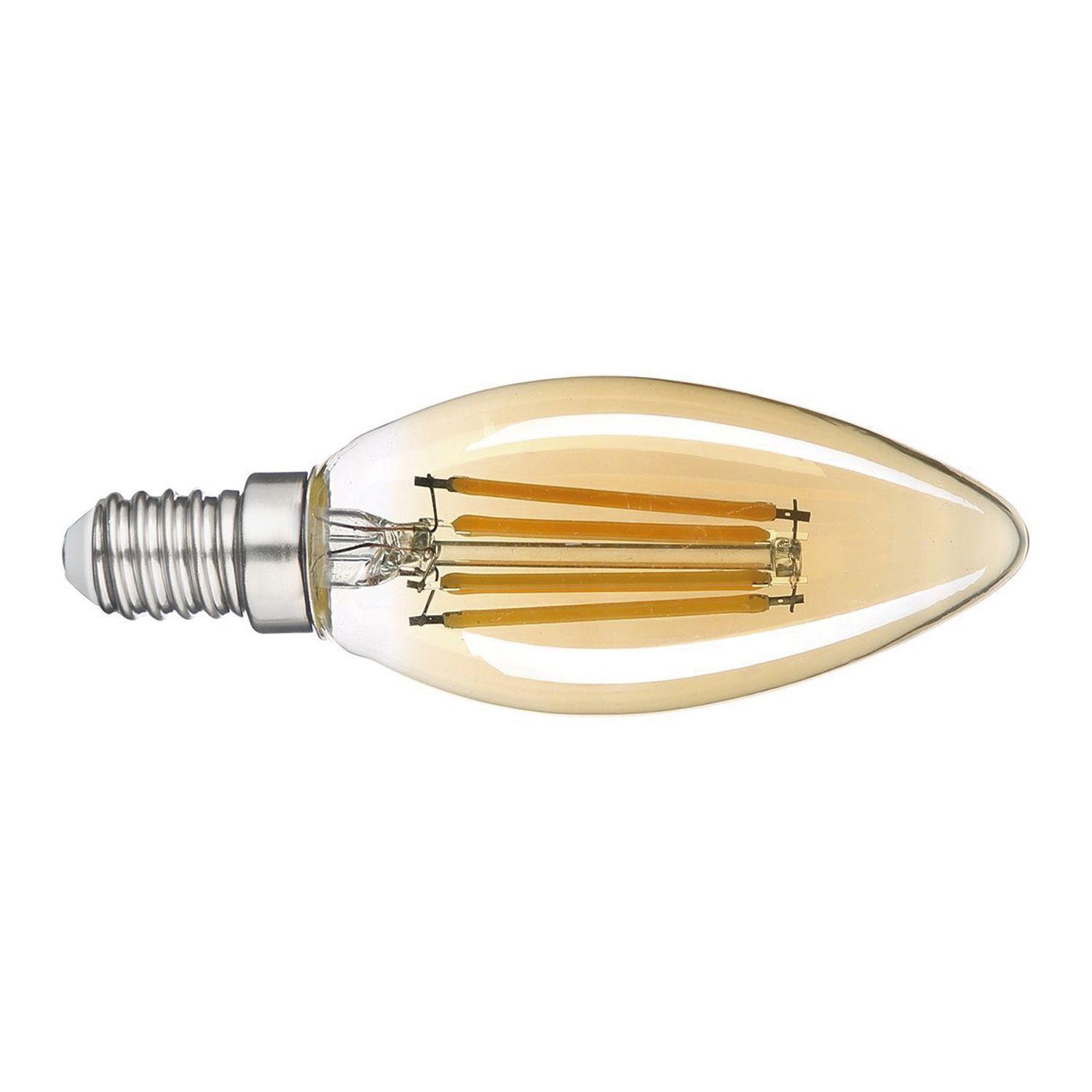 Pack 5 Ampolleta Filamento LED Vela E-14 4W-2