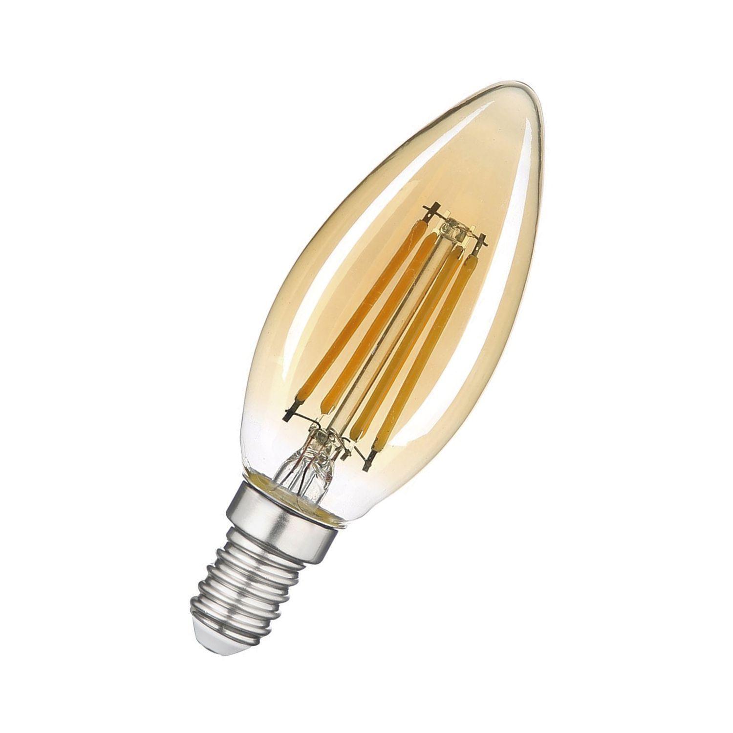 Pack 5 Ampolleta Filamento LED Vela E-14 4W-4