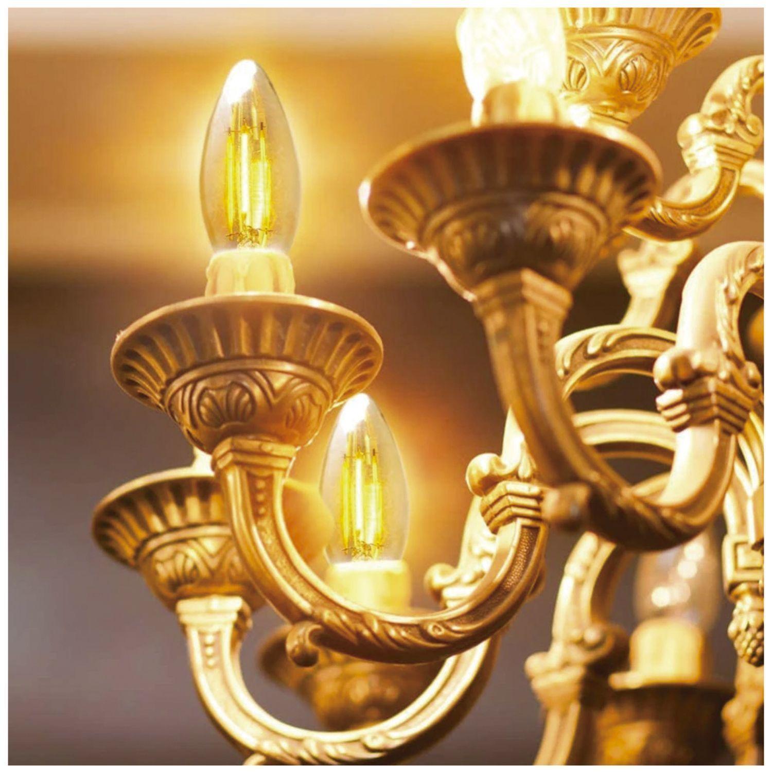 Pack 5 Ampolleta Filamento LED Vela E-14 4W-6