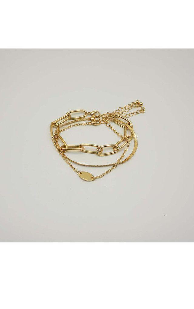 Pulsera Set Blanda Oval Dorada i-D-1